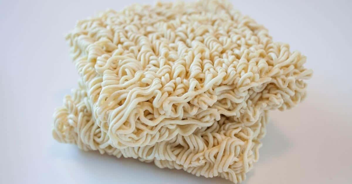 two dry bricks of ramen noodles