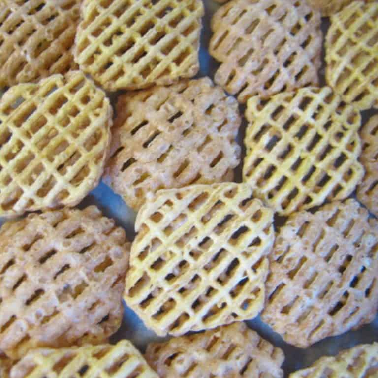 Close up of Crispix cereal.