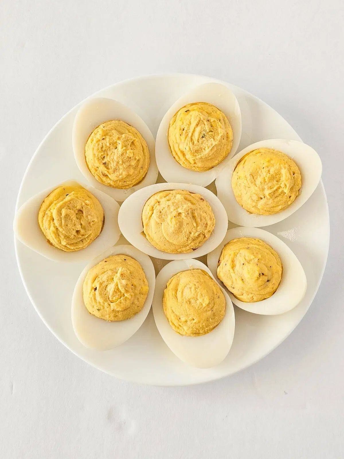 Deviled eggs on a plate.