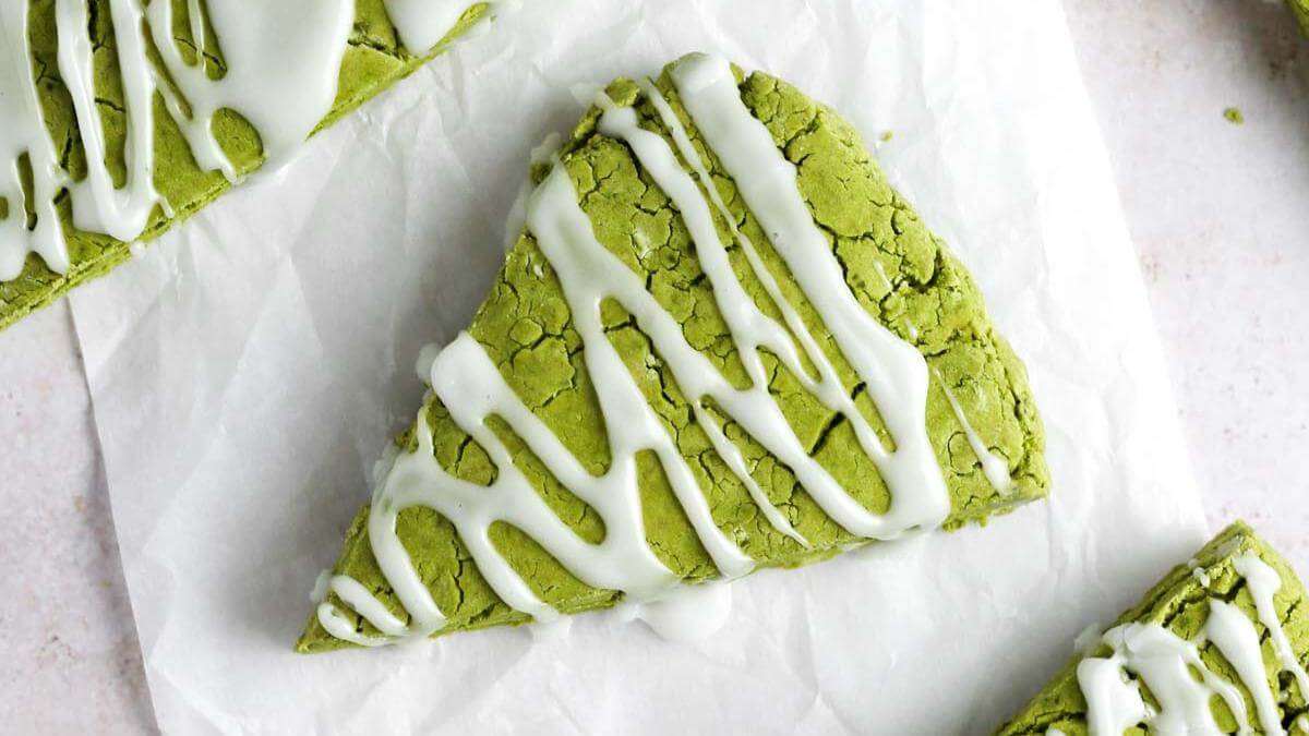 Matcha scones on a plate.
