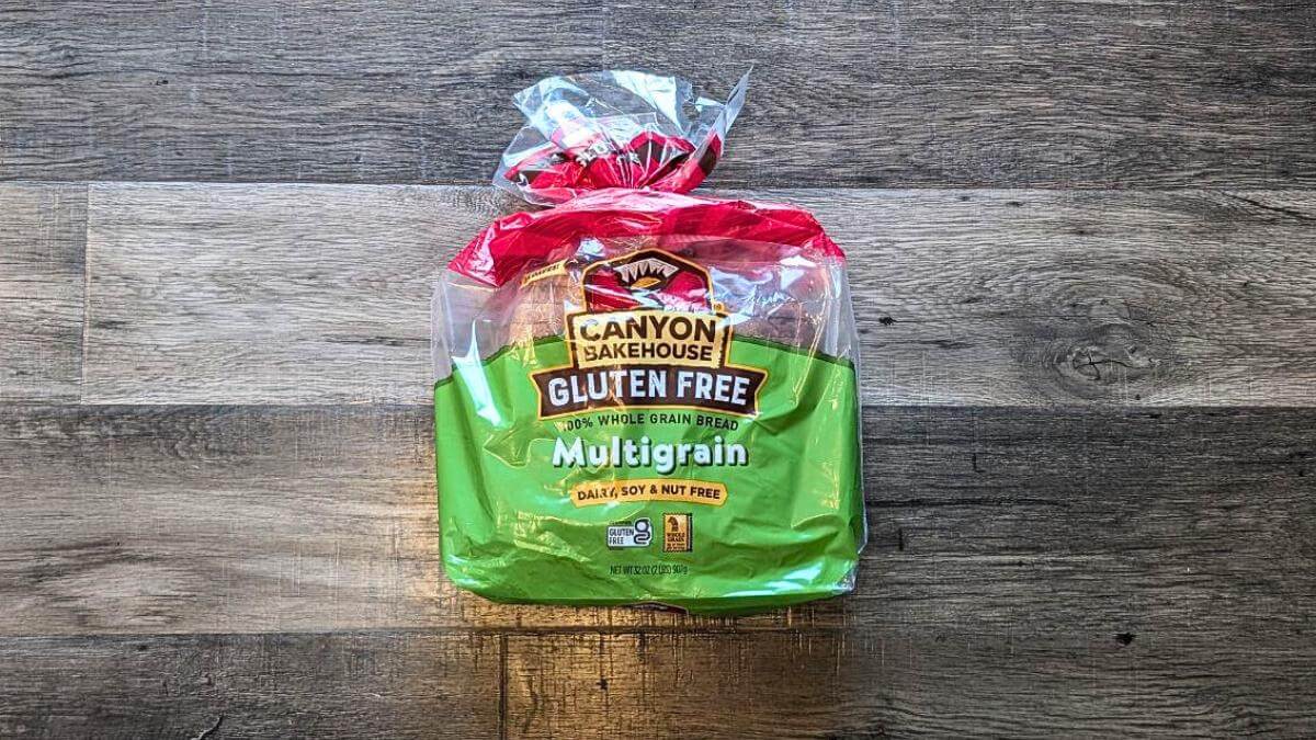 A bag of Canyon Bake House gluten free bread.