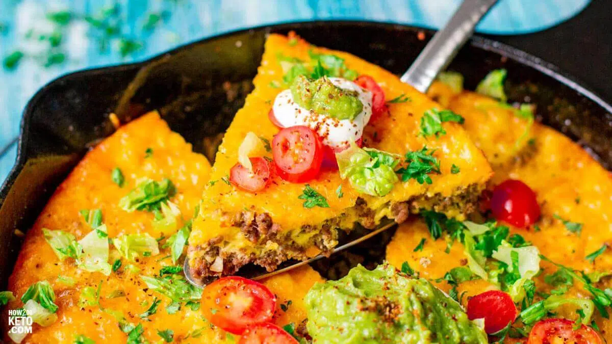 A slice of keto taco pie.