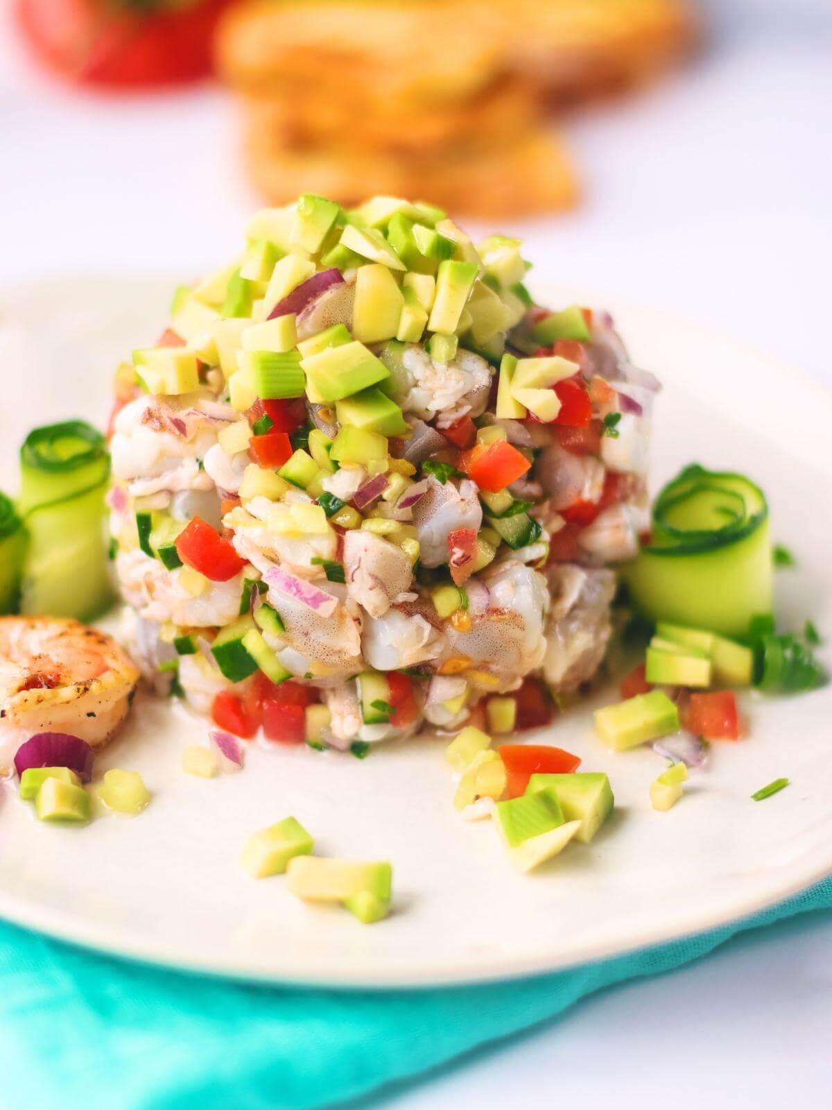 Shrimp ceviche on a plate.