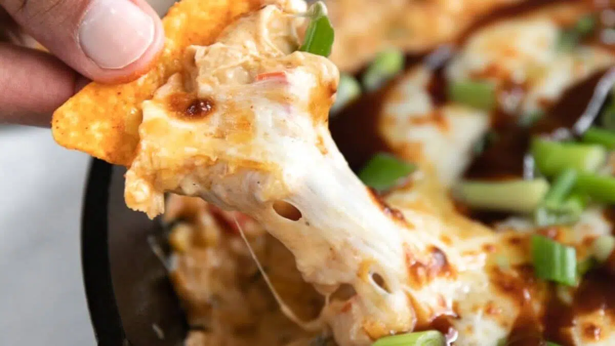 Bbq chicken dip on a chip.