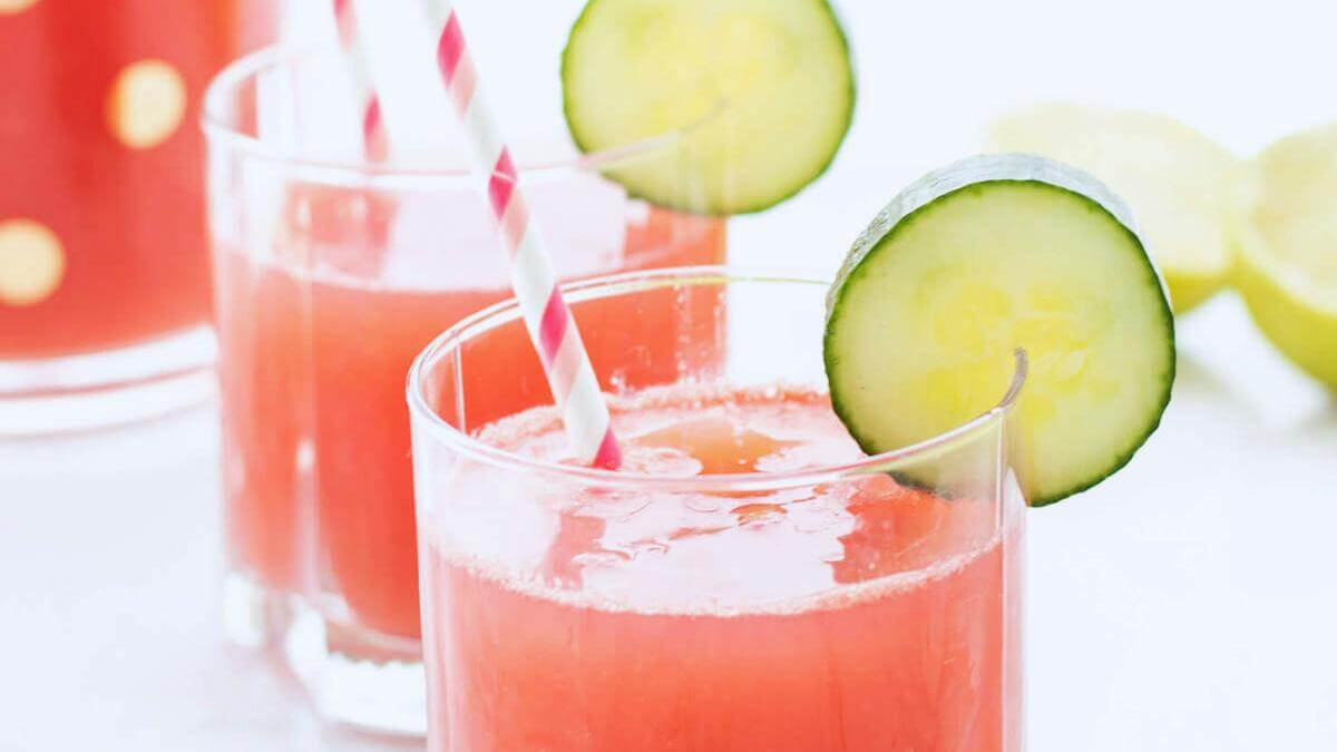Two watermelon cucumber spritzers.