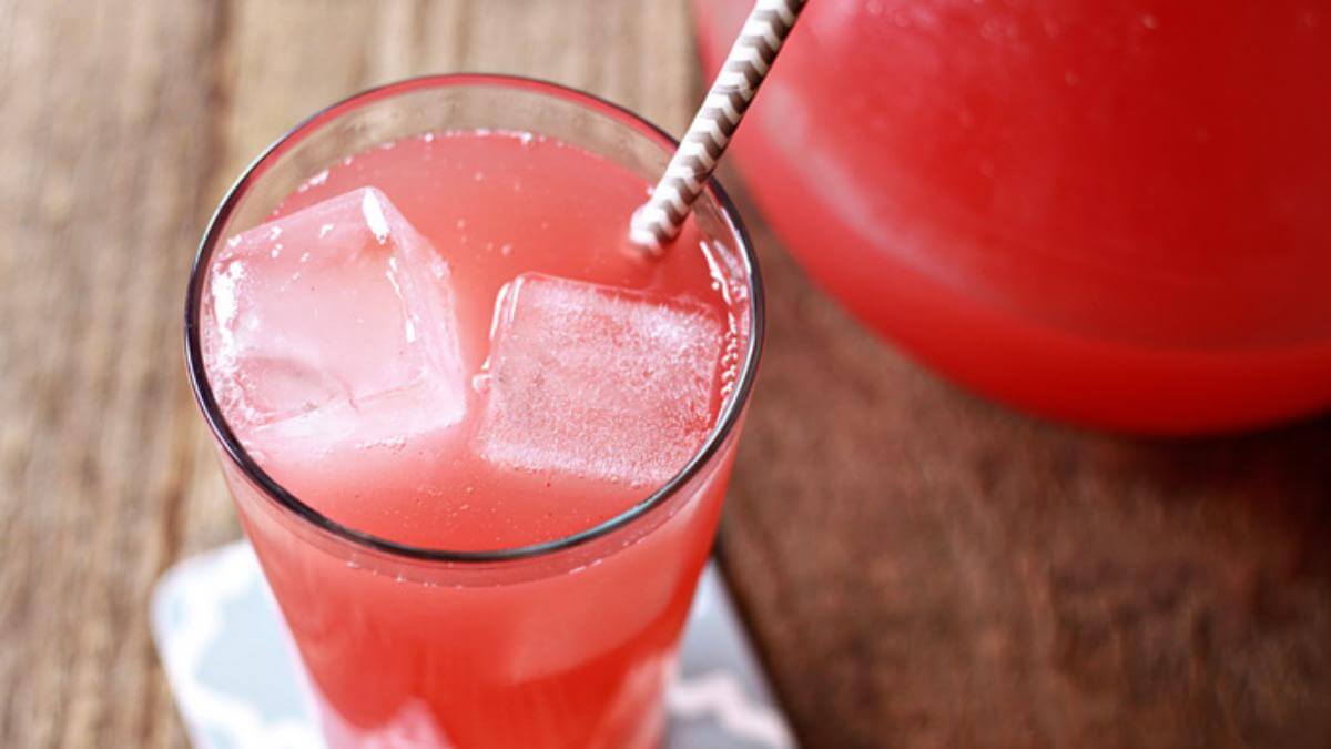 A watermelon agua fresca drink.