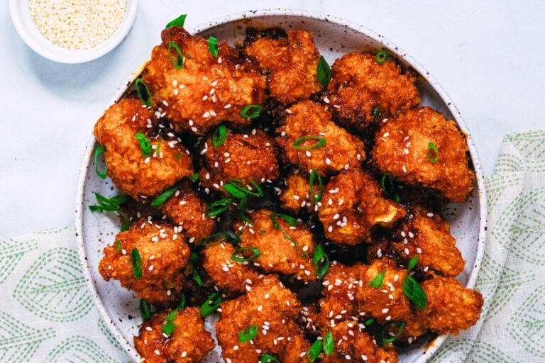 Vegan gluten-free teriyaki cauliflower wings.