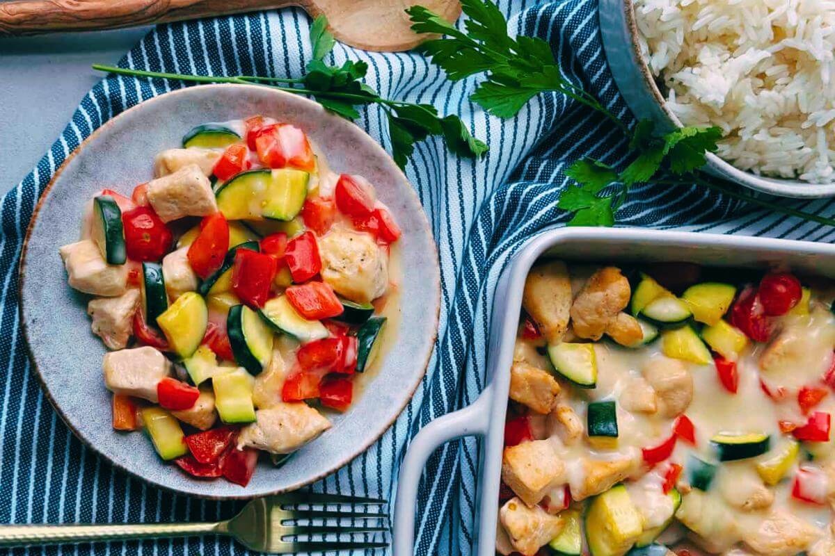 Low carb chicken zucchini casserole.