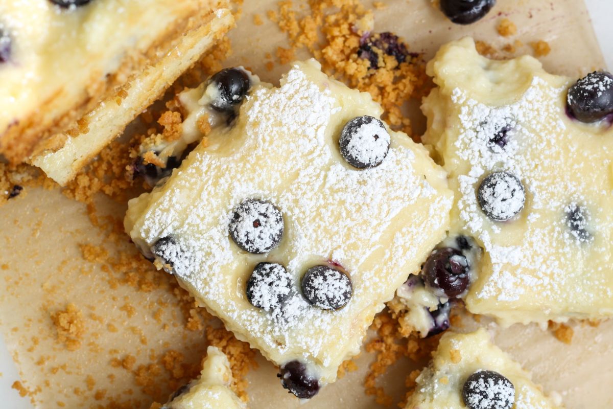 Blueberry cheesecake bars.