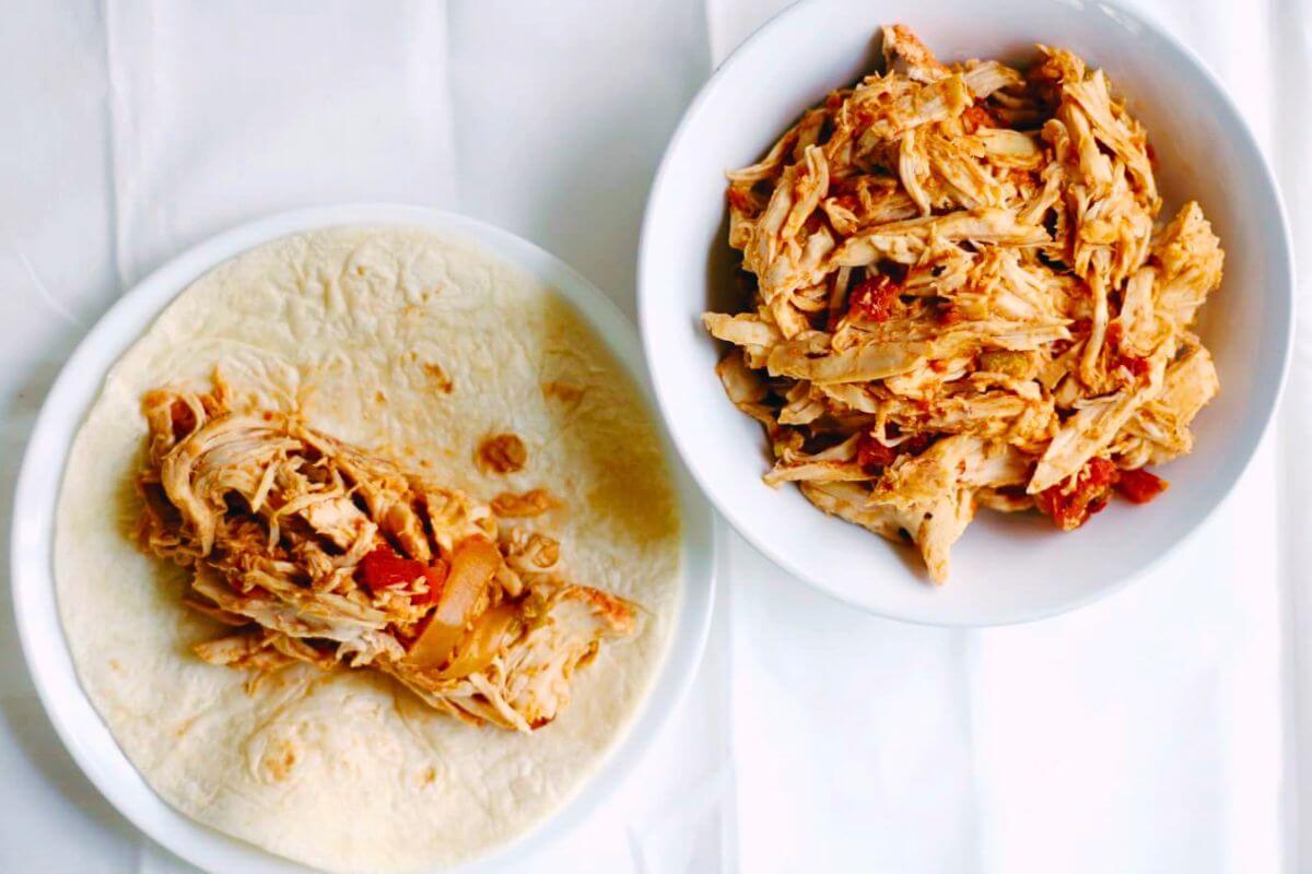 Shredded chicken taco meat.