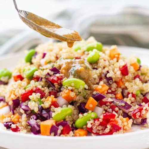 A quinoa salad in a bowl.