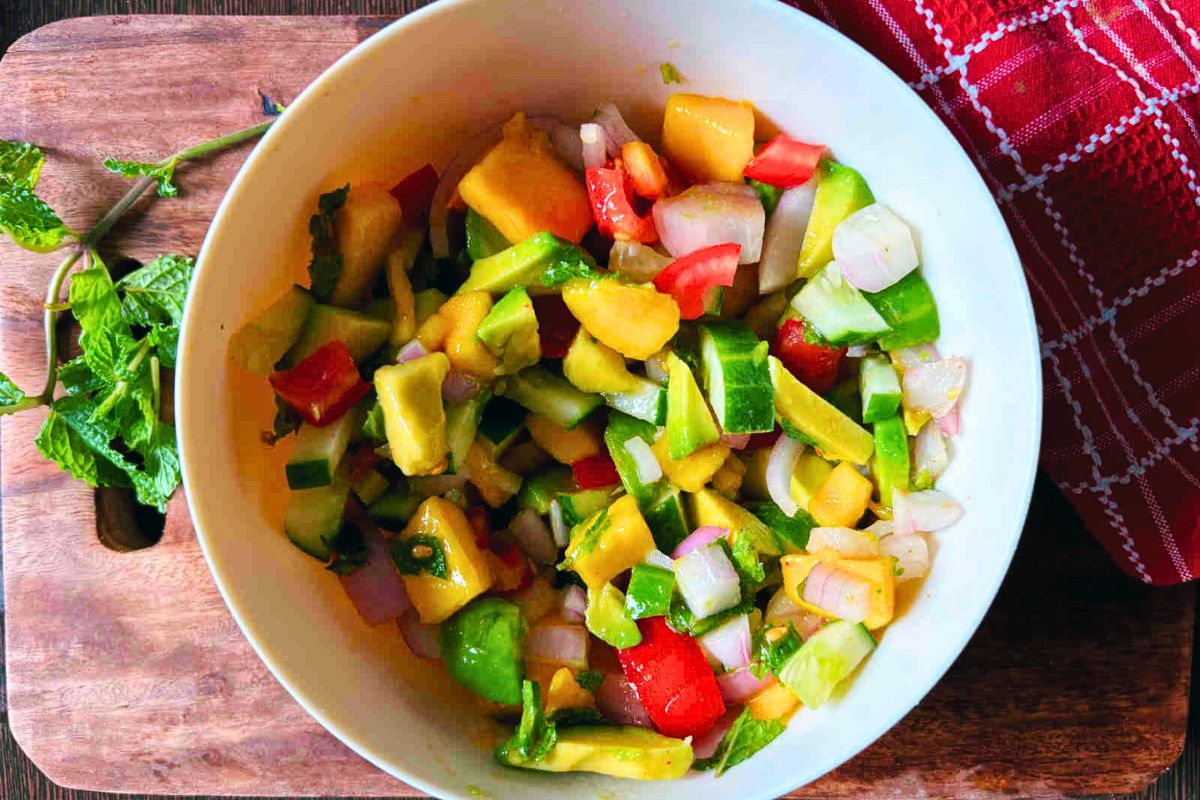 Mango avocoado cucumber salad.