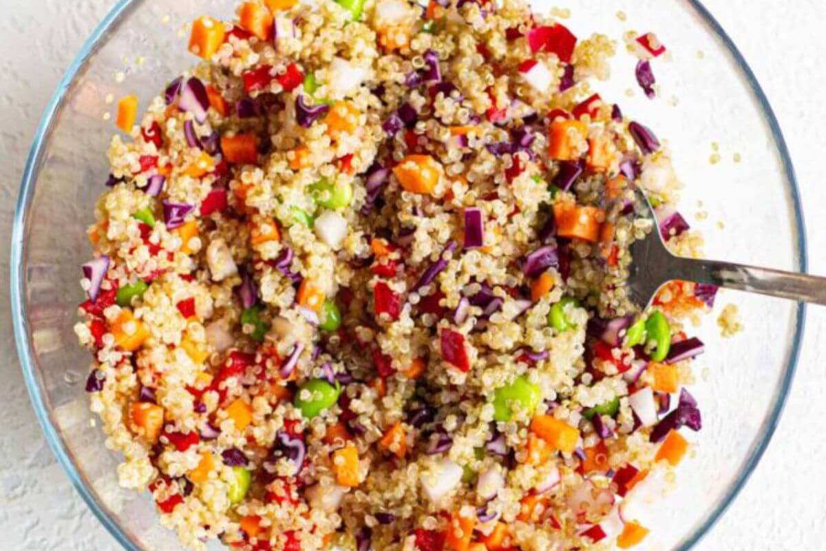 A quinoa salad in a bowl.