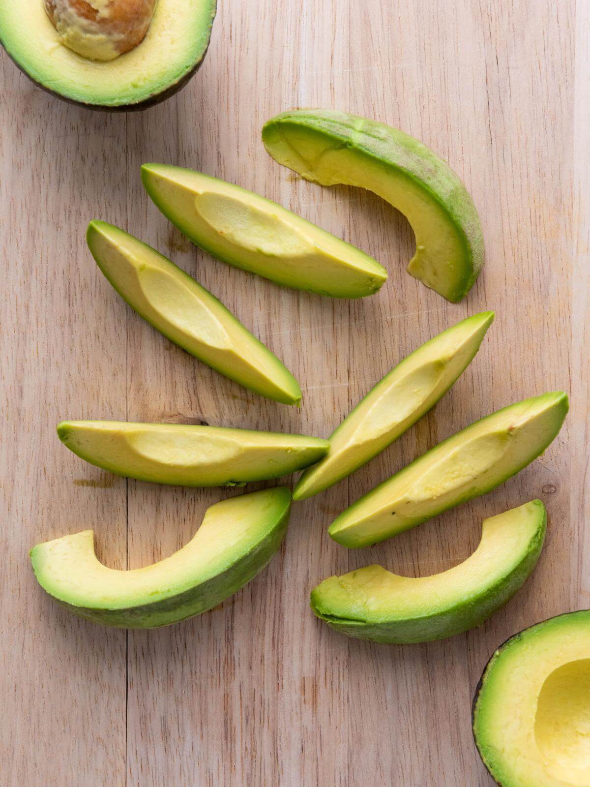 Sliced avocados.