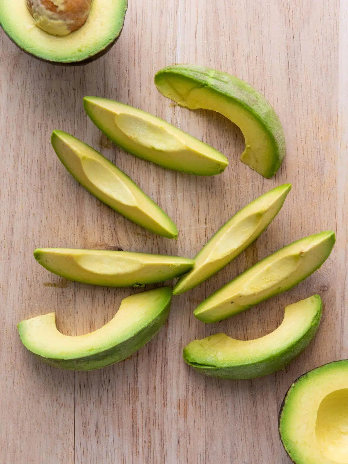 Sliced avocados.