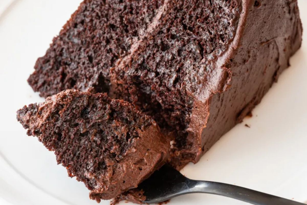 A slice of chocolate cake.