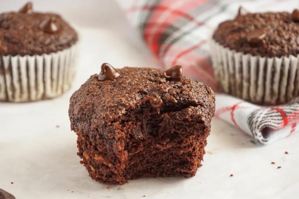 Chocolate almond banana muffins.