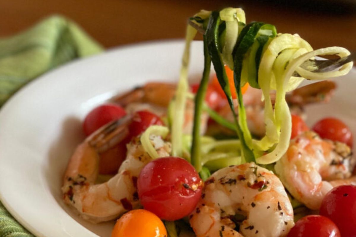 Shrimp scampi with zoodles.