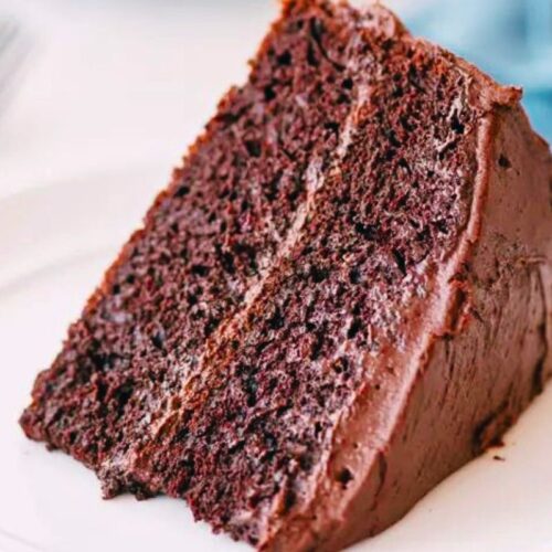 A slice of chocolate cake.