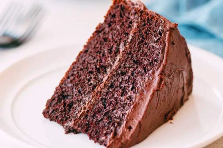 A slice of chocolate cake.