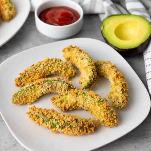 Avocado fries on a plate.