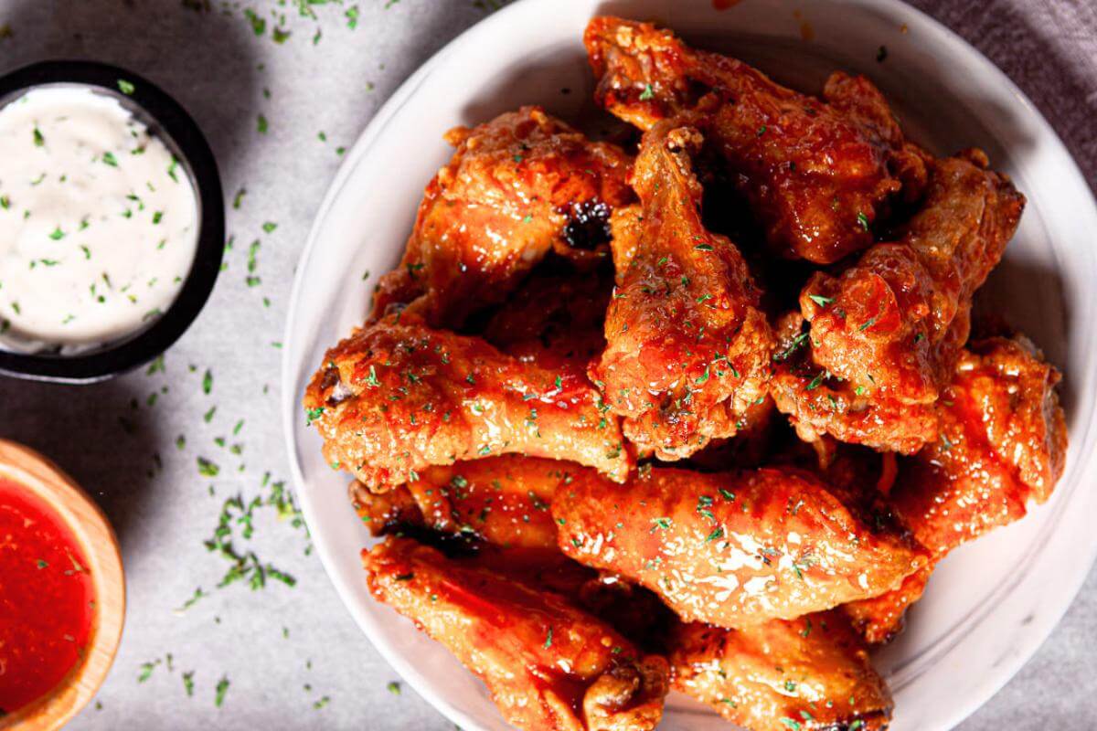 A plate of chicken wings.