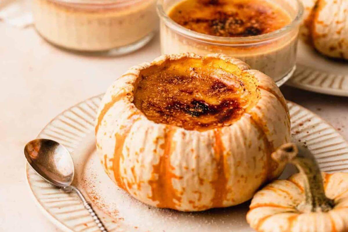 Pumpkin Creme Brulee in a pumpkin.