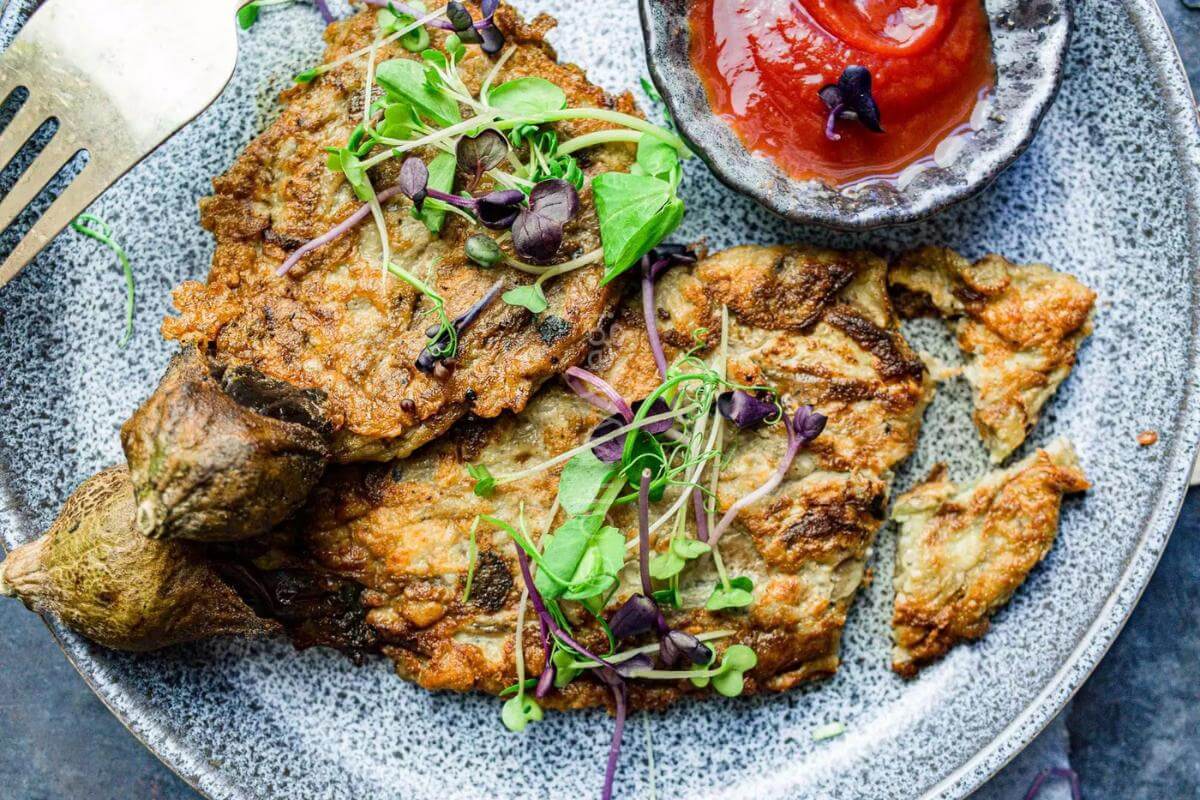 An Aubergine omelette on a plate.