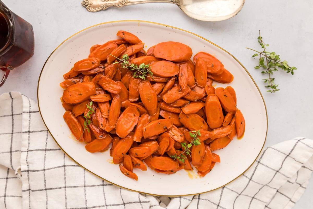 A plate of maple glazed carrots.