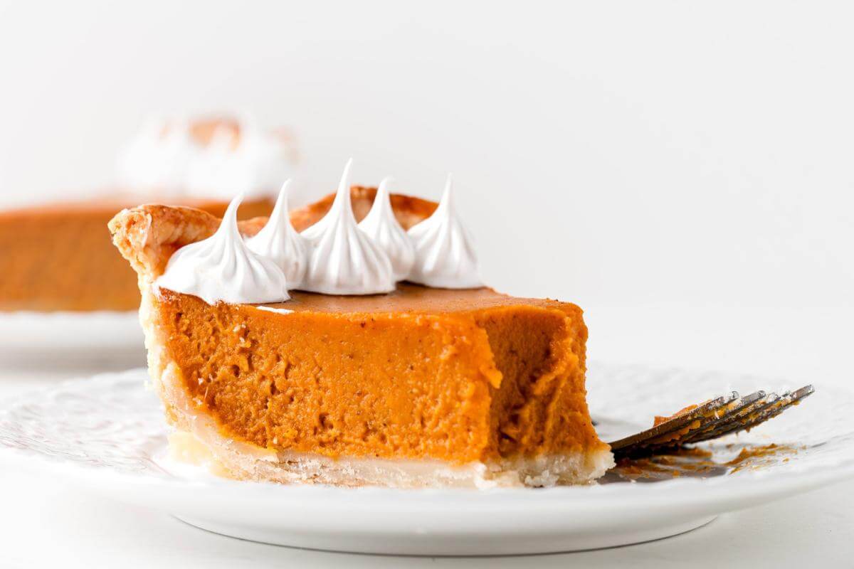 A slice of sweet potato pie.