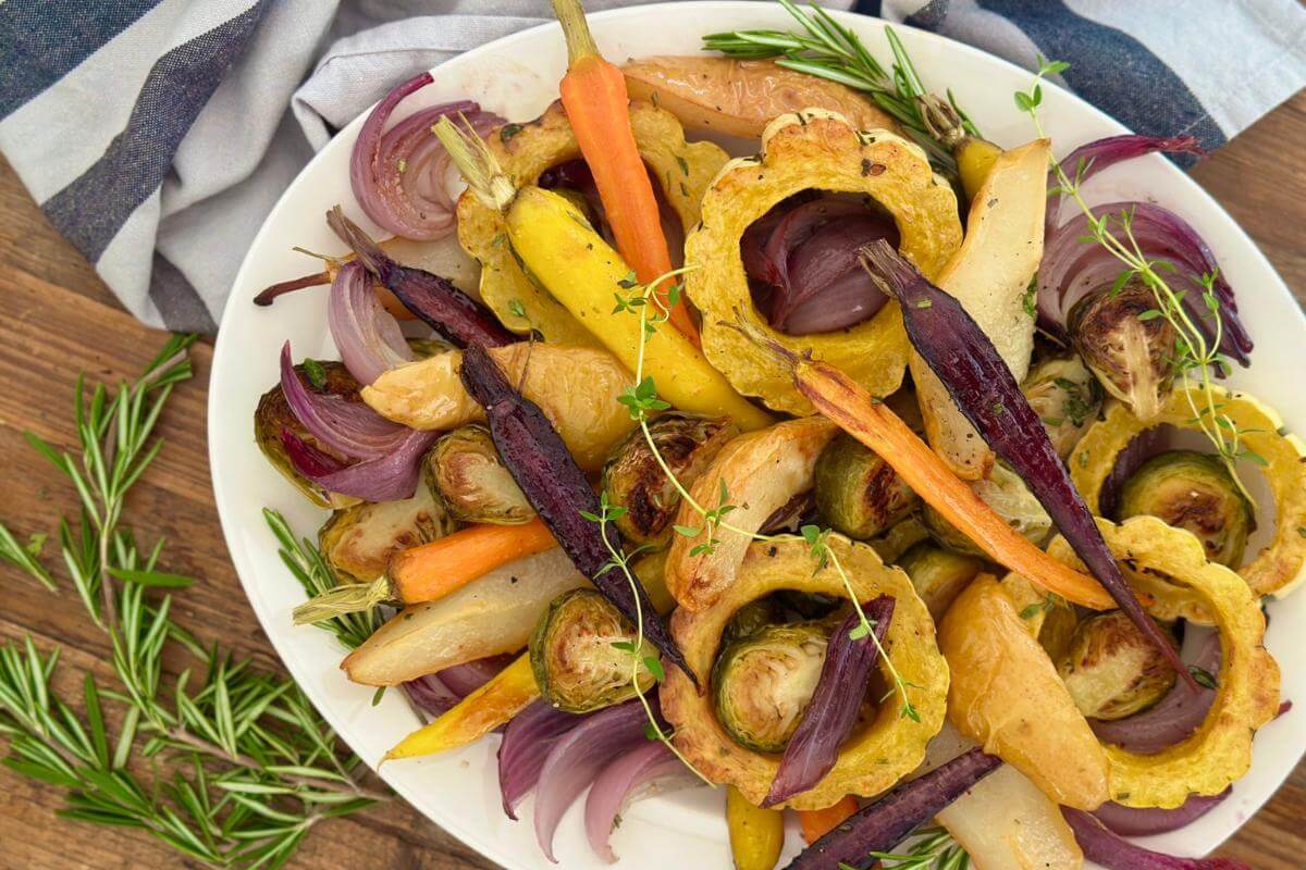 A plate of vegetables.