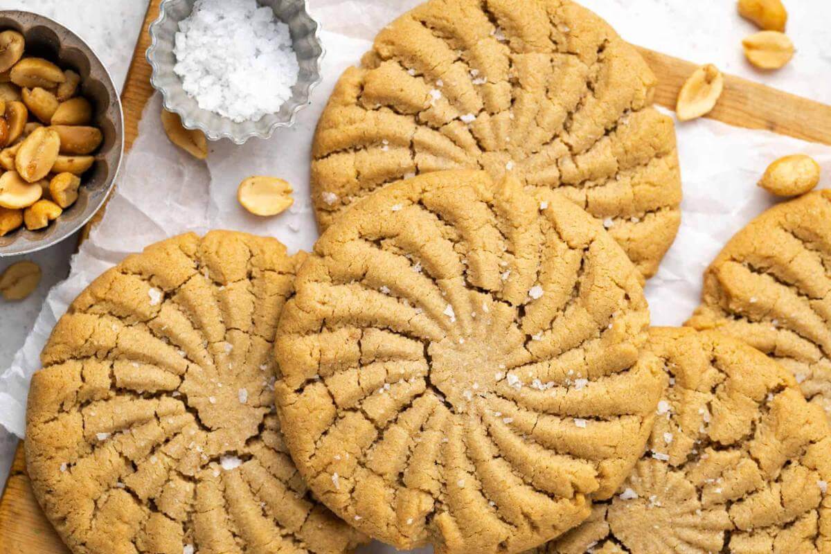 Large peanut butter cookies.