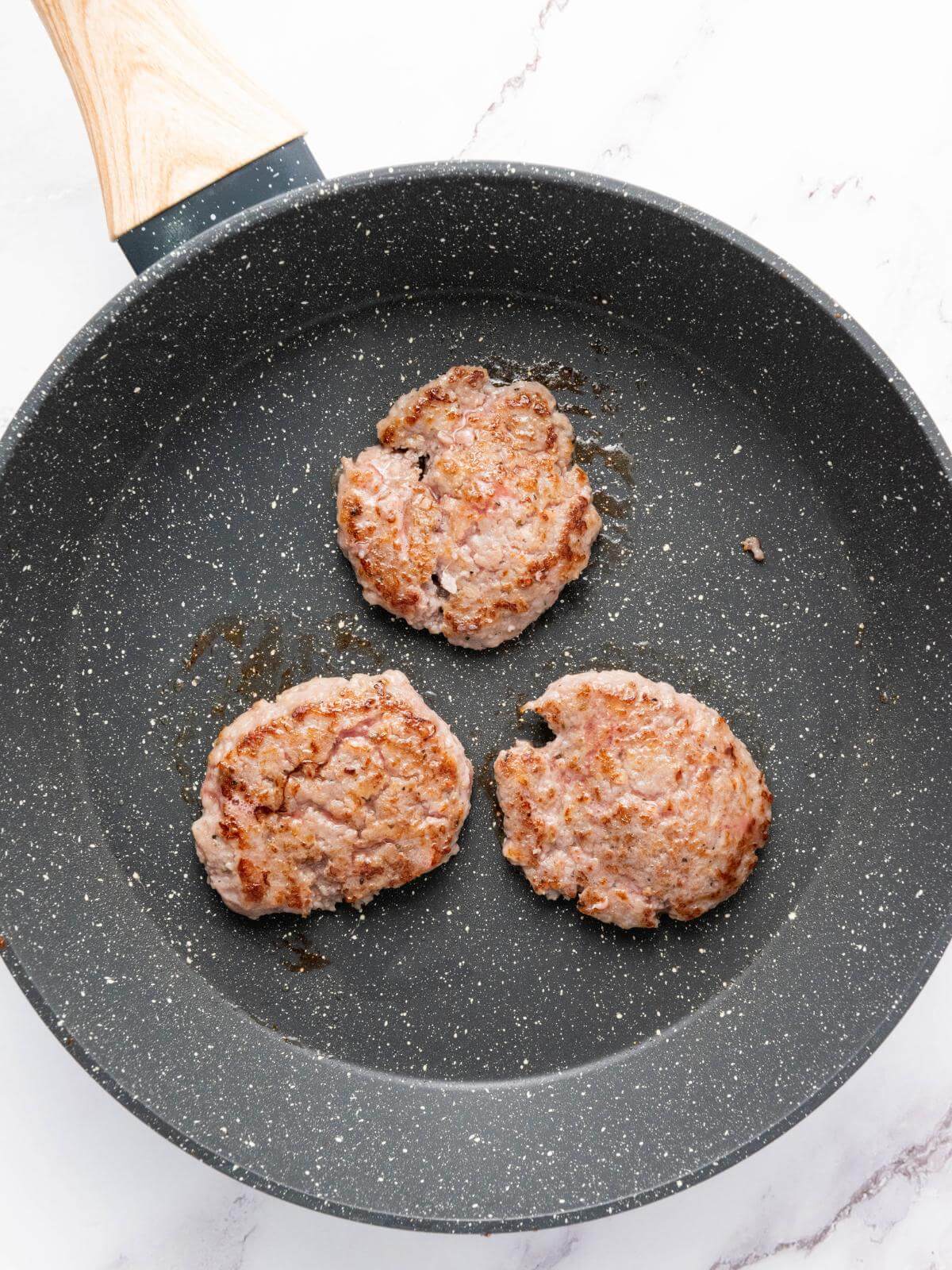 Sausage in a pan.