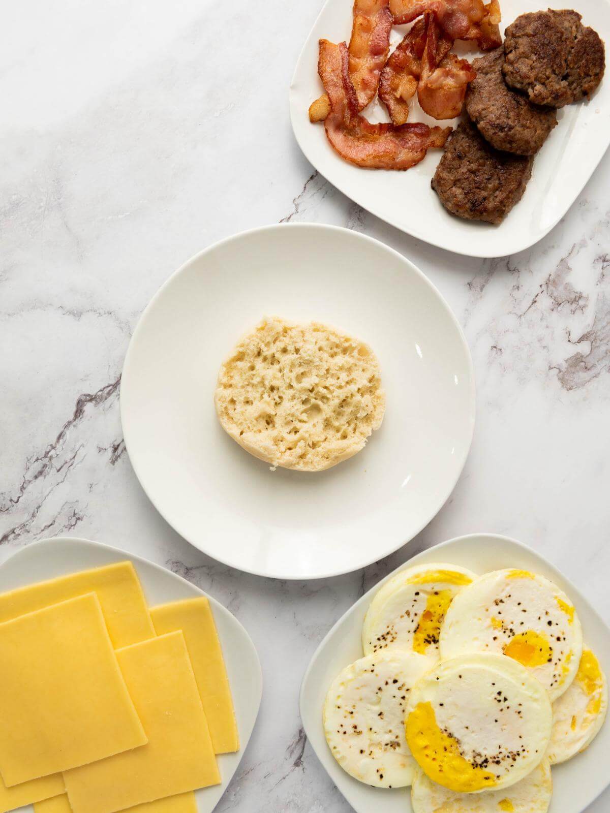 Ingredients for making breakfast sandwiches for meal prep.