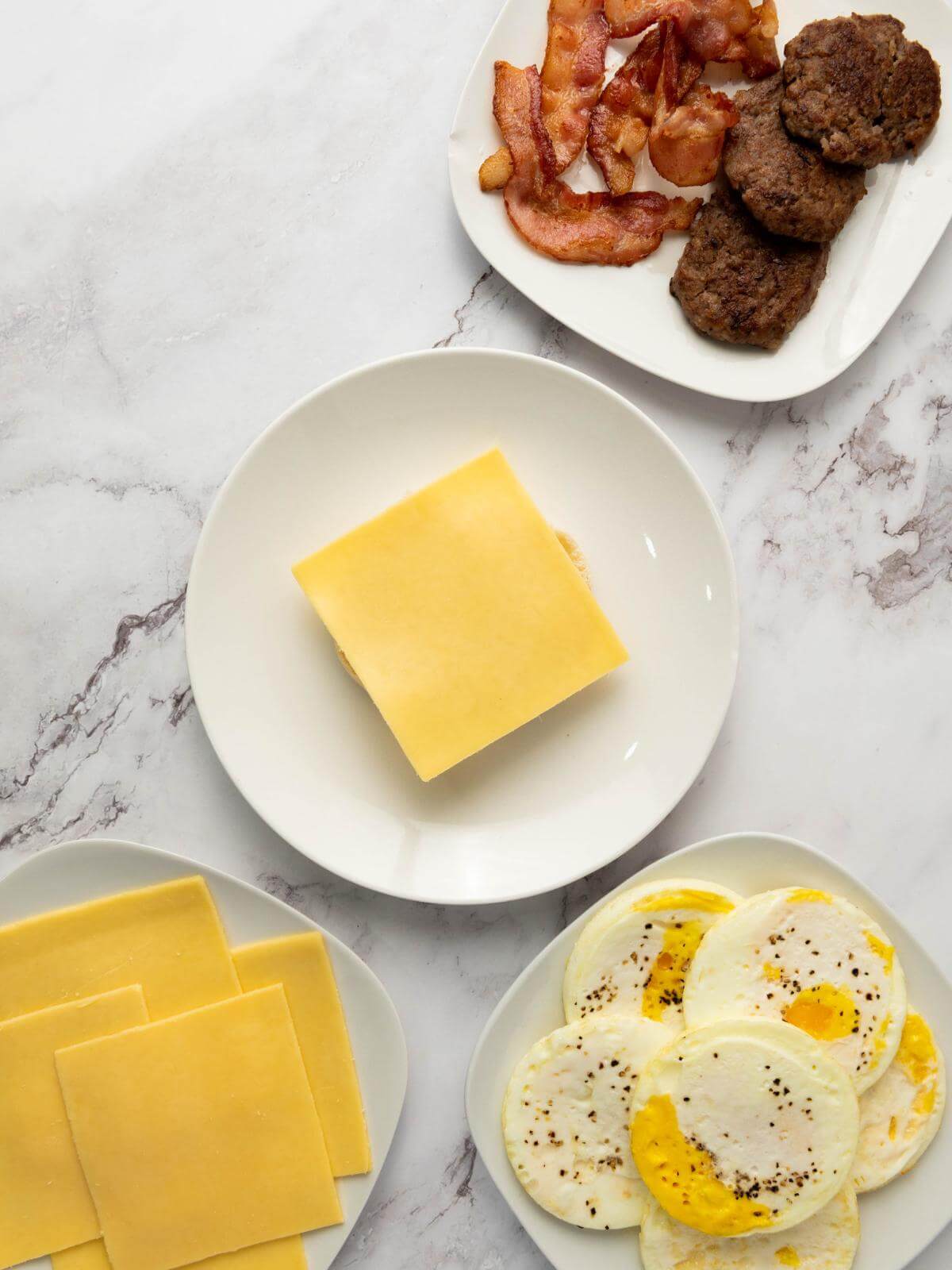 Ingredients for making breakfast sandwiches for meal prep.