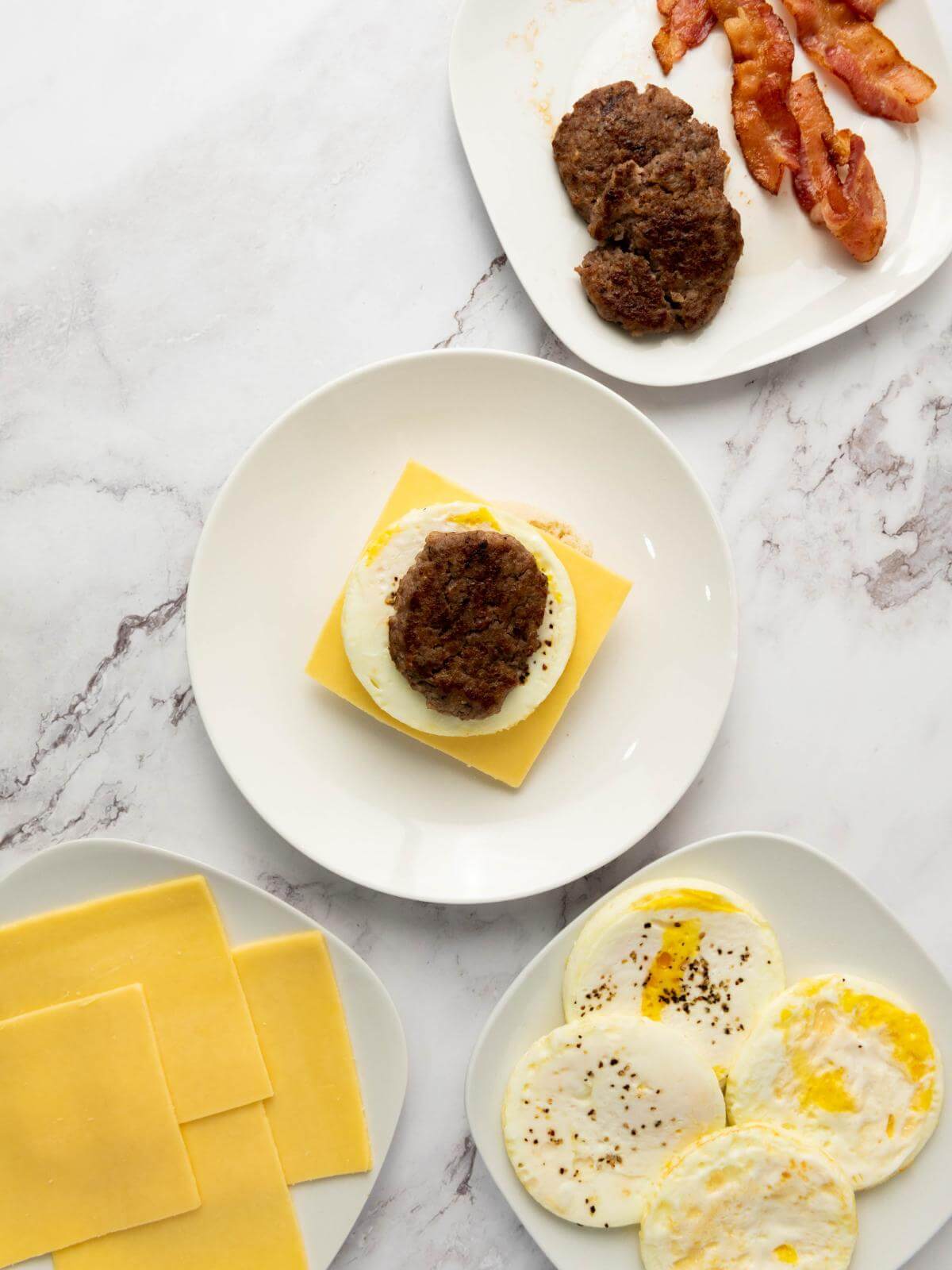 Ingredients for making breakfast sandwiches for meal prep.