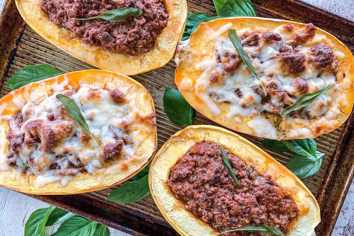 Beef stuffed spaghetti squash.