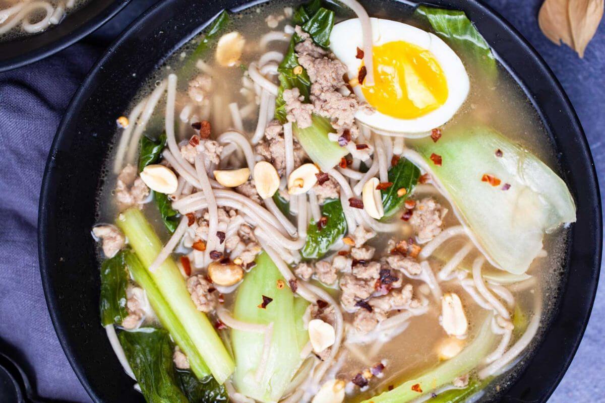 Bok choy noodle soup.