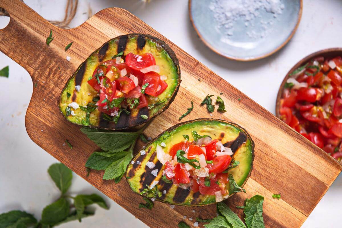 Grilled stuffed avocados.