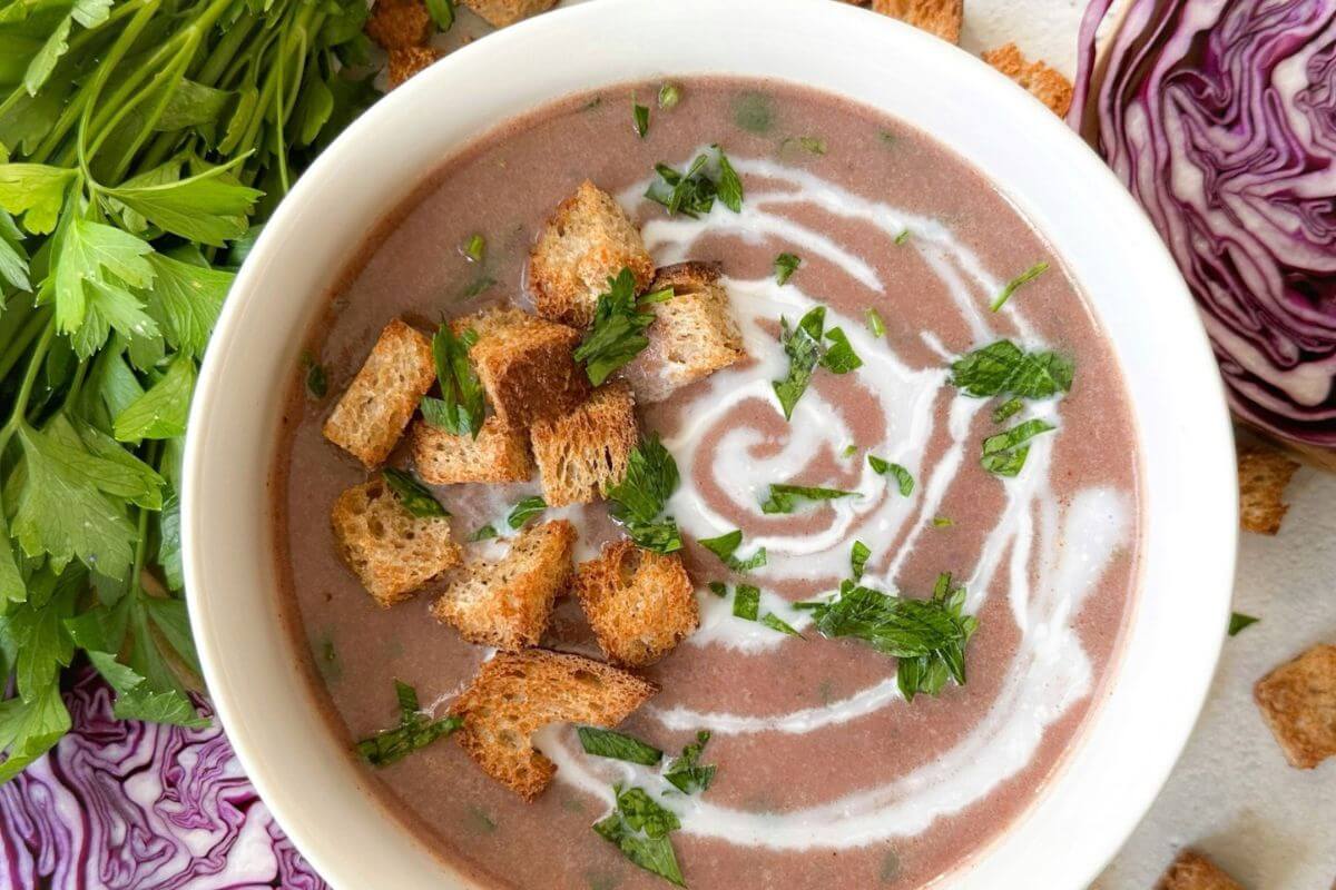 A bowl of cabbage soup.