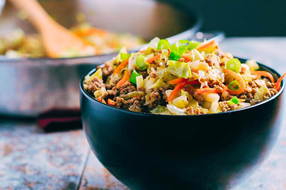 Egg roll in a bowl.