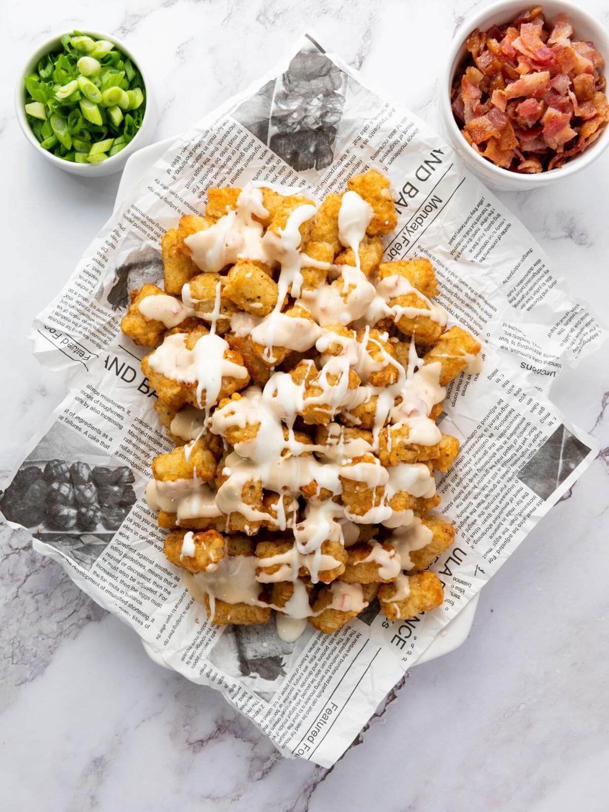 Ingredients for making loaded tater tots.