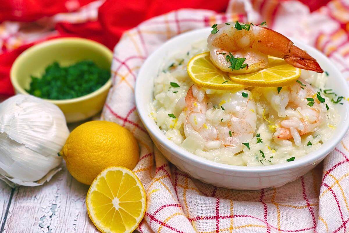 Lemon garlic Venetian risotto.