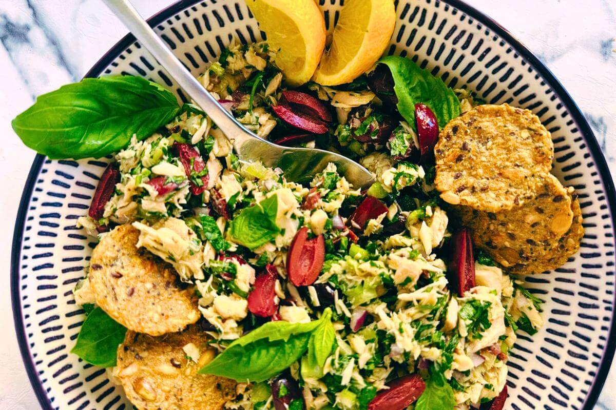 Tuna salad in a bowl.