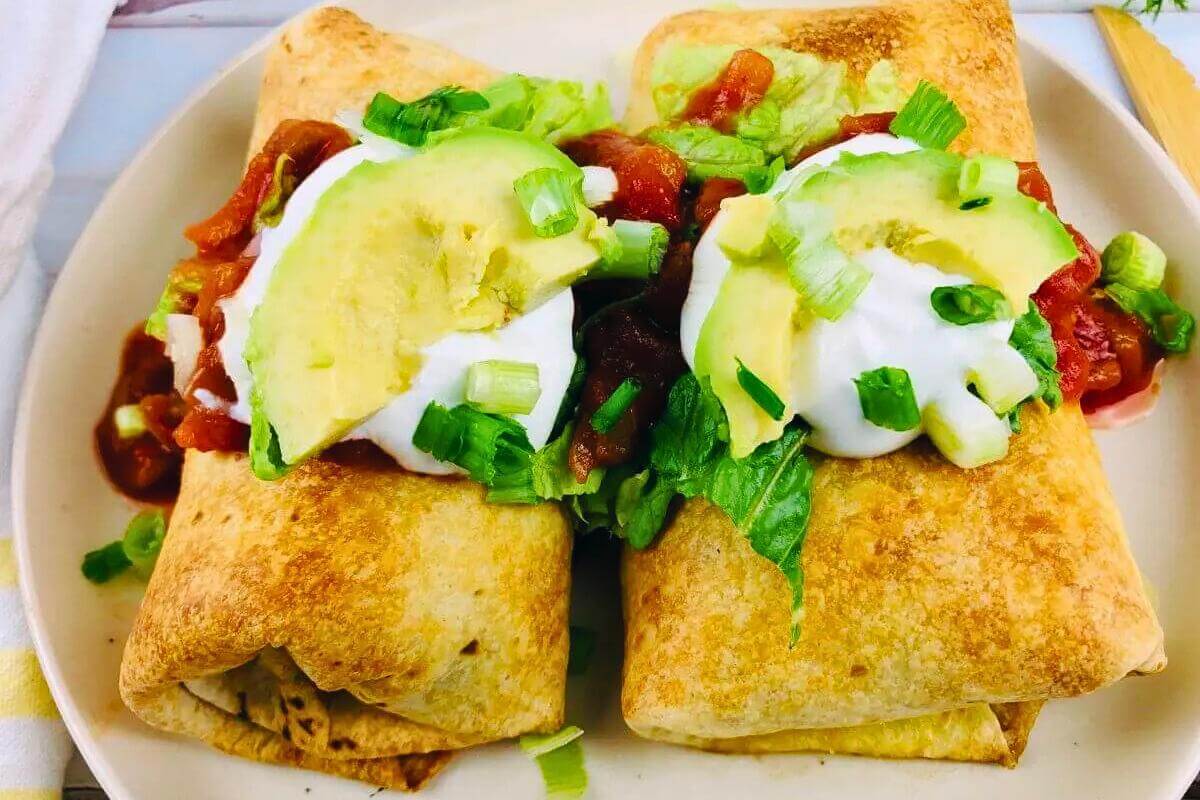 Chimichangas on a plate.