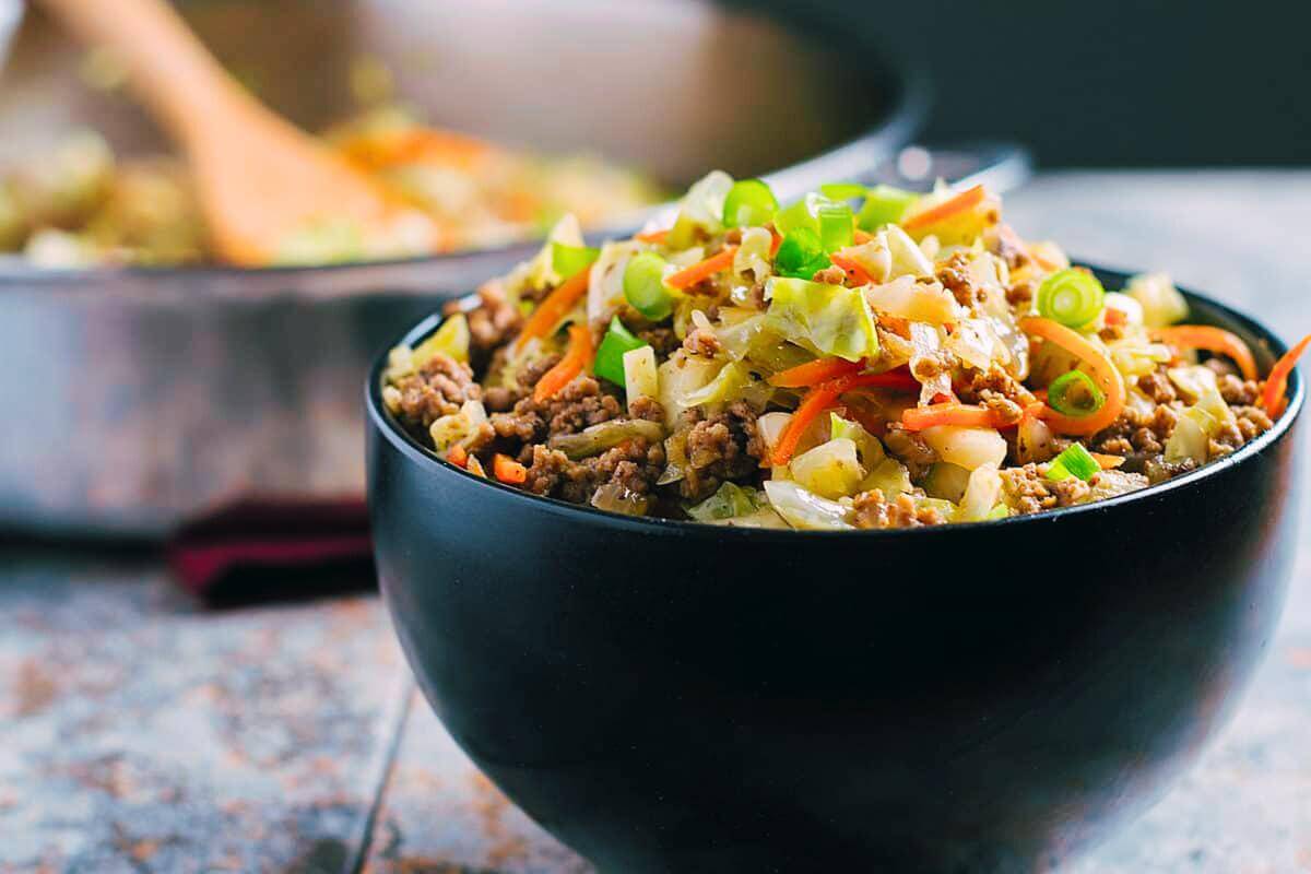 Egg roll in a bowl.