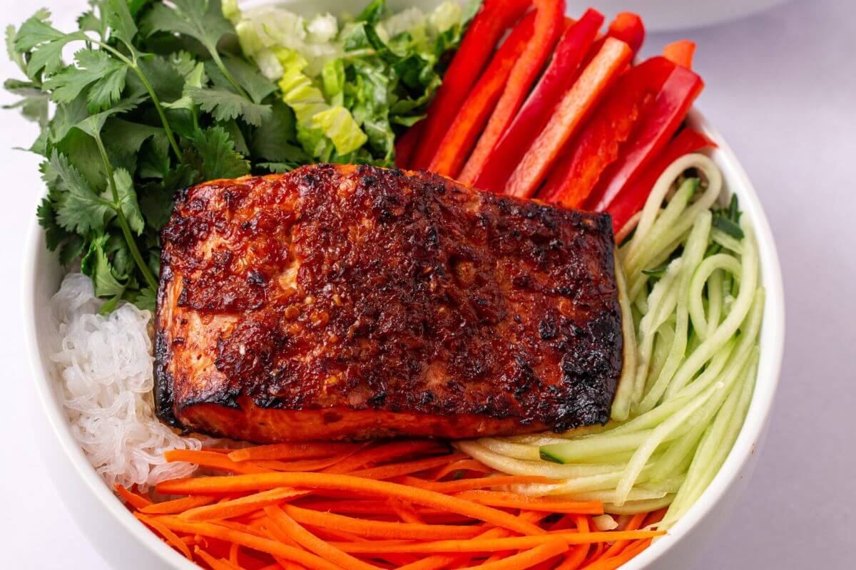 A Thai salmon bowl.