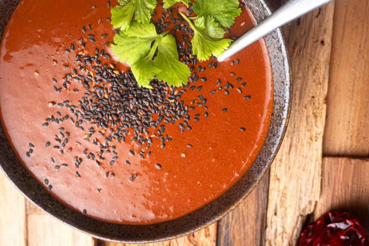 A bowl of mole sauce.