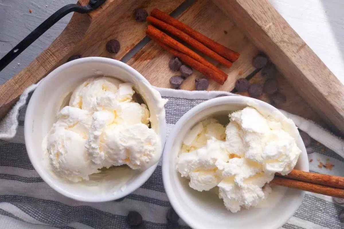 Homemade ice cream in two bowls.