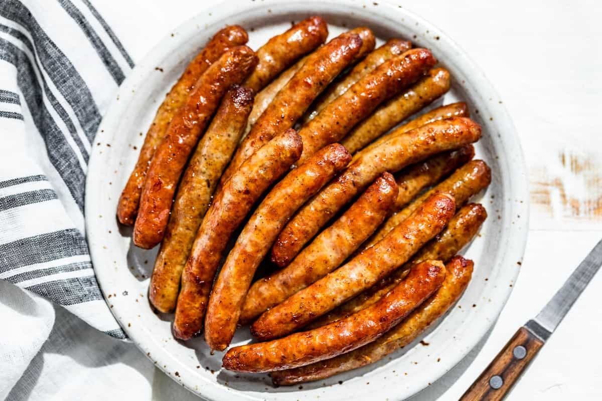 Air Fryer Sausage Links served on a plate.